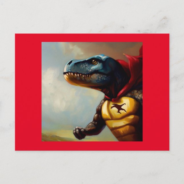 Postal Superhéroe de T Rex (Anverso)