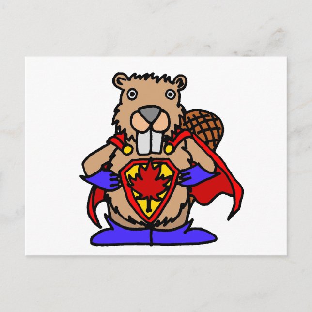Postal Superhéroe del castor canadiense (Anverso)