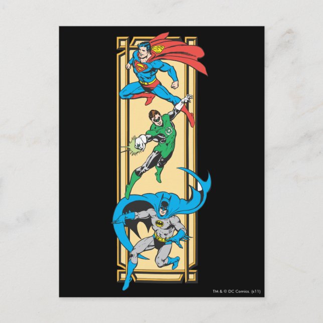 Postal Superhéroes en acción (Anverso)