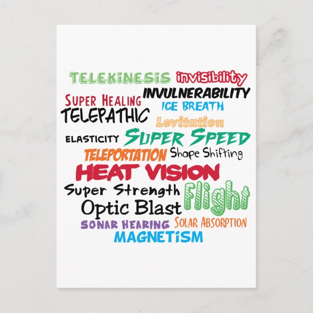 Postal Superhéroes superpoderes (Anverso)