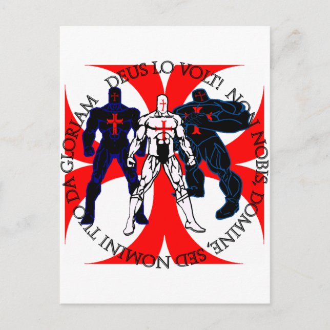 Postal Superhéroes templarios (Anverso)