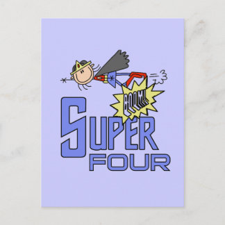 Postal Superheroína Chica 4ª camisetas de cumpleaños y re