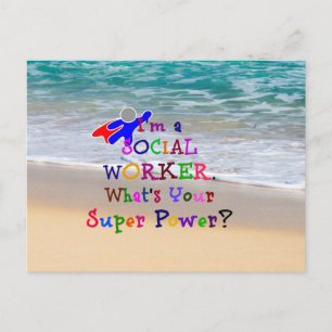 Postal Superheroína de trabajador social, humor de trabaj