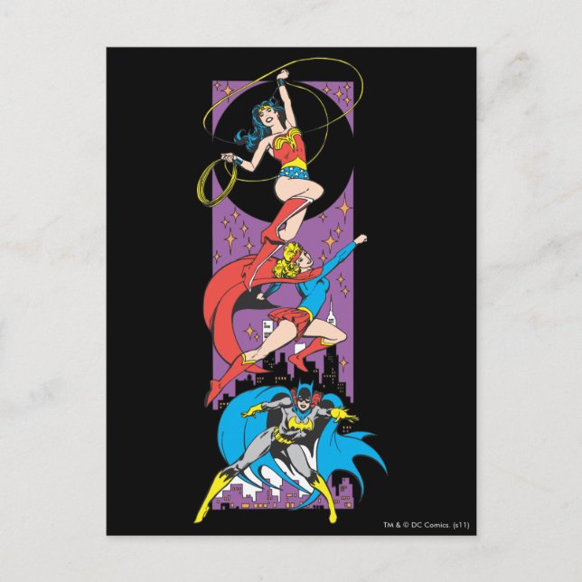 Postal Superheroínas En Acción (Anverso)