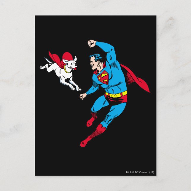 Postal Superhombre y Krypto 2 (Anverso)