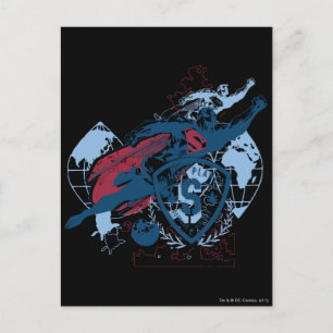 Postal Superhombre y mapa