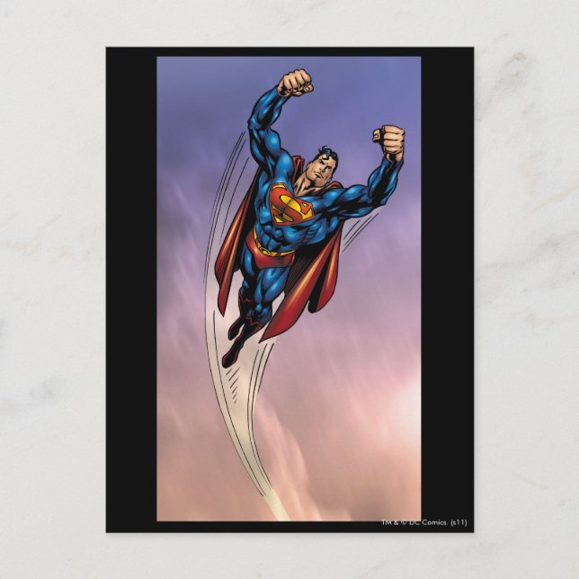 Postal Superman ambos brazos levantados (Anverso)