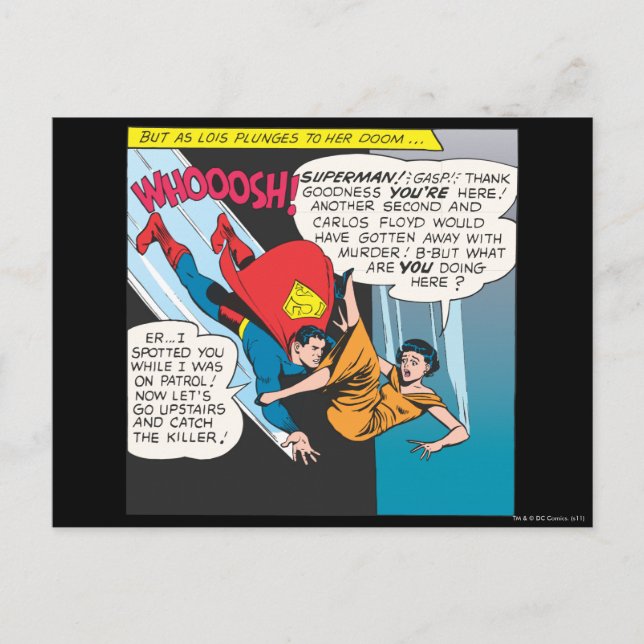 Postal Superman Comic Panel - Lois Plunges (Anverso)
