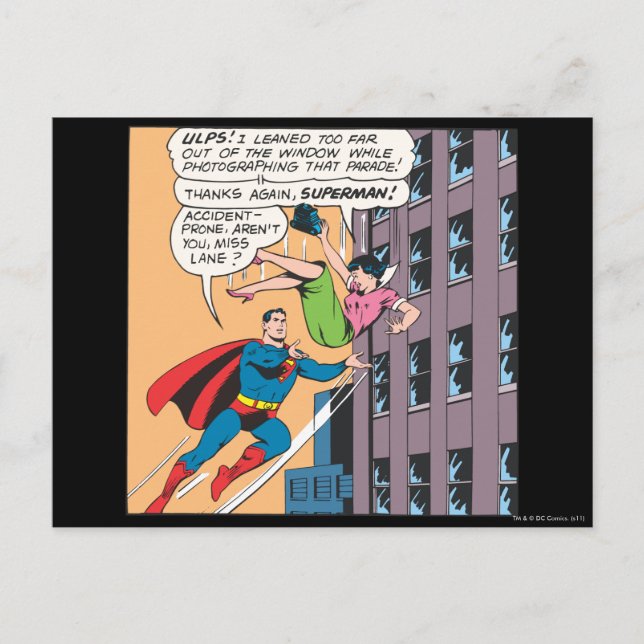 Postal Superman Comic Panel - Lois propenso a accidentes (Anverso)