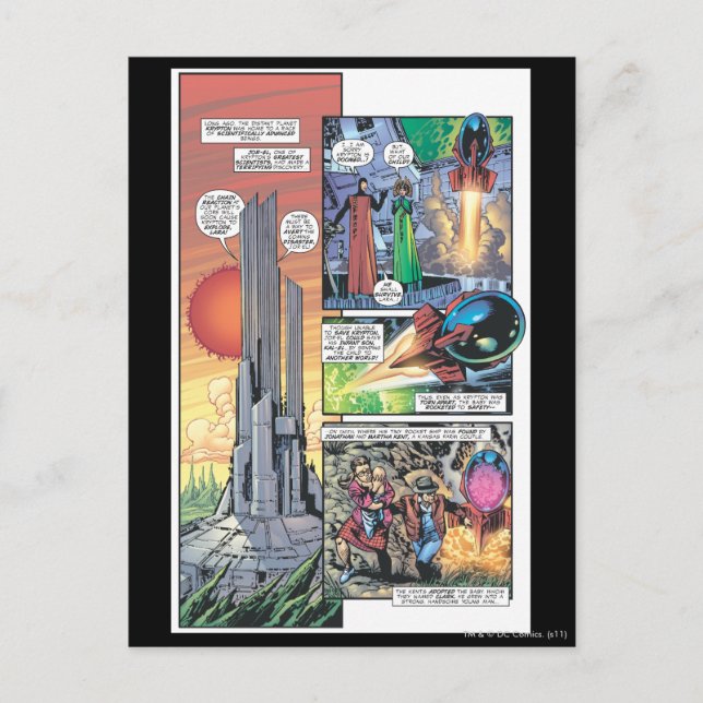 Postal Superman Comic Panel - Los orígenes de Clark (Anverso)