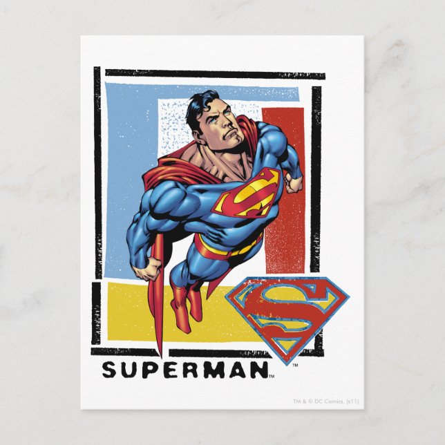 Postal Superman con fondo colorido (Anverso)