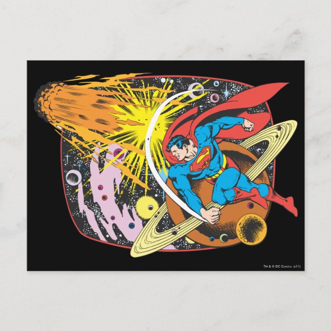 Postal Superman en el espacio (Anverso)