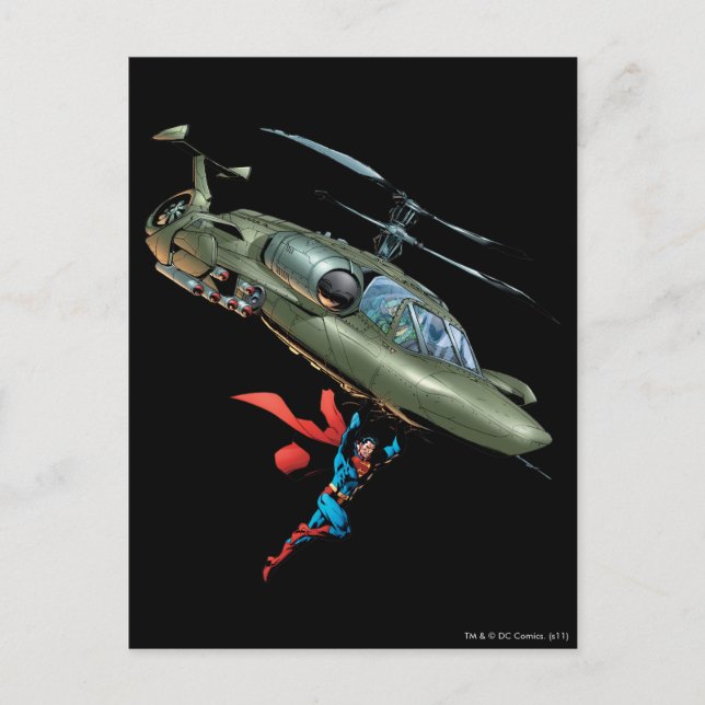 Postal Superman holds helicopter (Anverso)