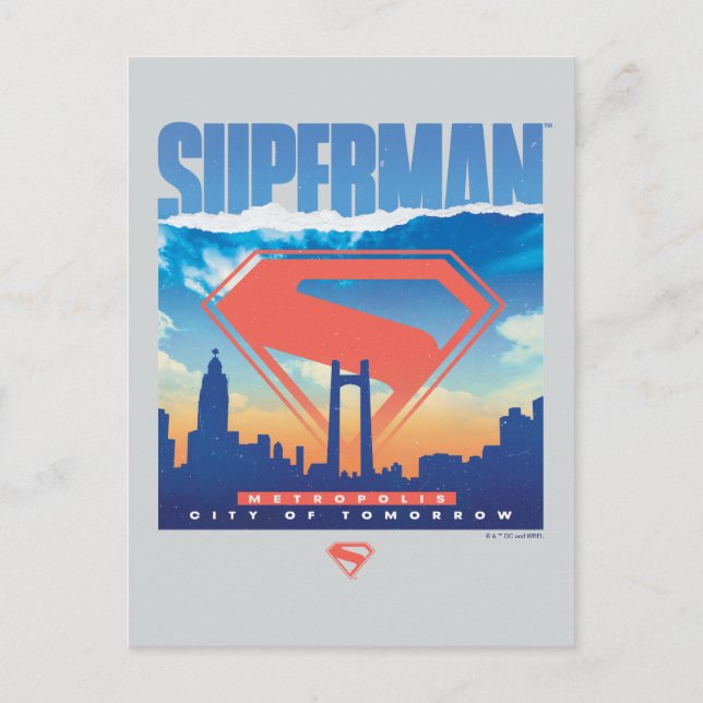 Postal Superman horizonte de Metrópolis (Anverso)