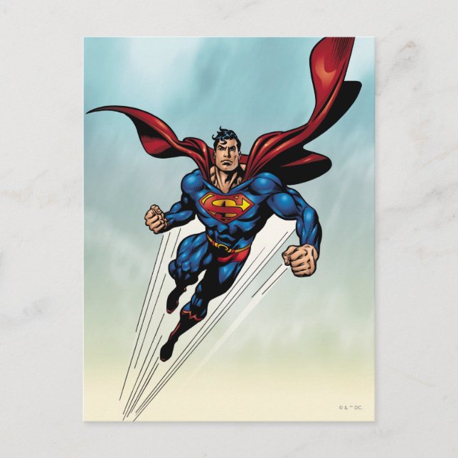 Postal Superman leaps upward (Anverso)