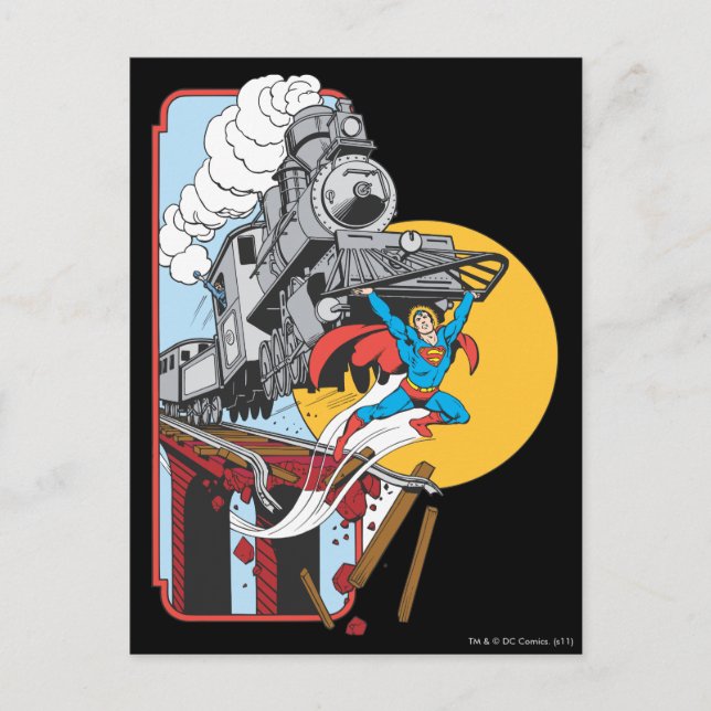 Postal Superman Lifts Train (Anverso)
