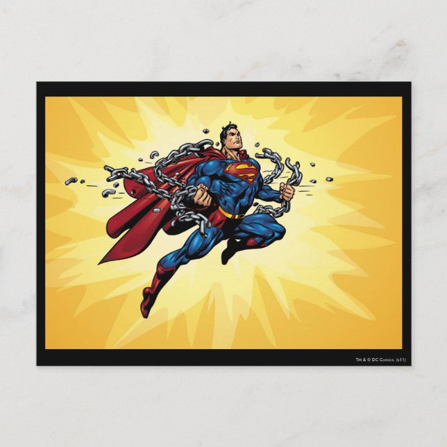 Postal Superman rompe cadenas (Anverso)