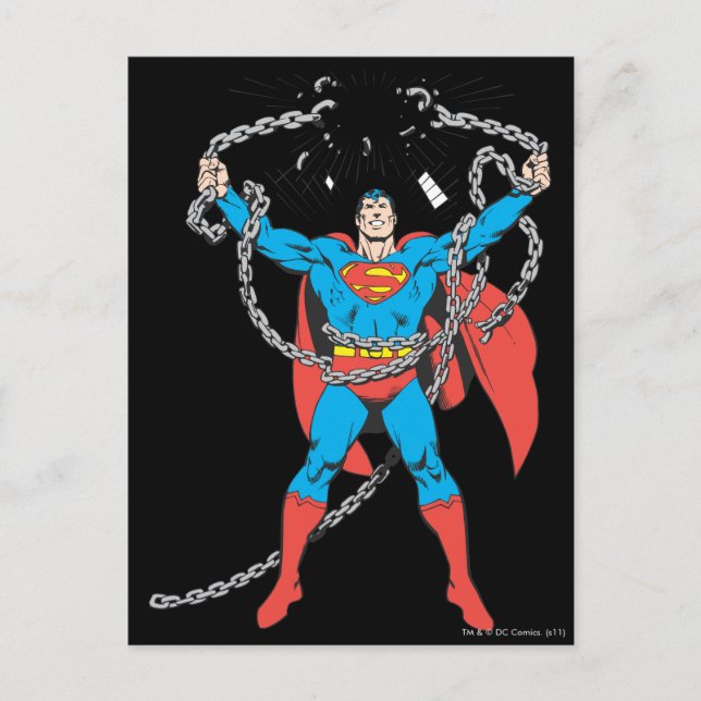 Postal Superman rompe cadenas (Anverso)