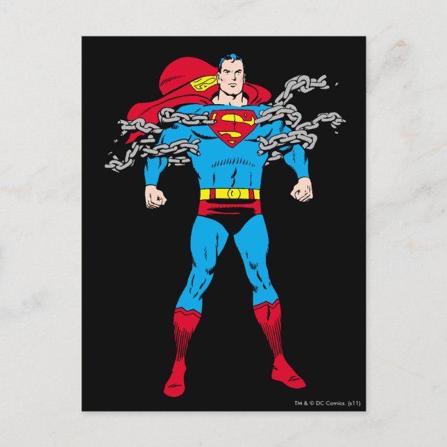 Postal Superman rompe cadenas (Anverso)