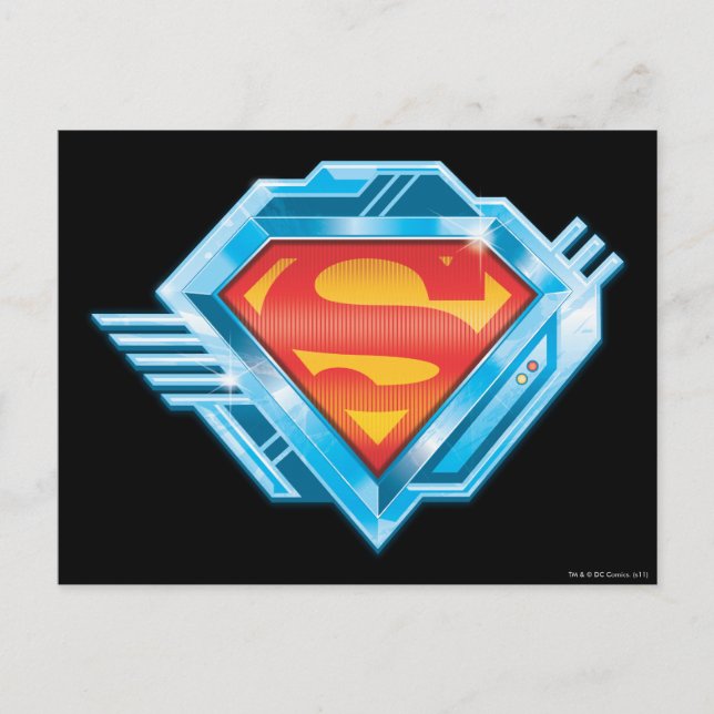 Postal Superman S-Shield | Logotipo Metalizado rojo y azu (Anverso)