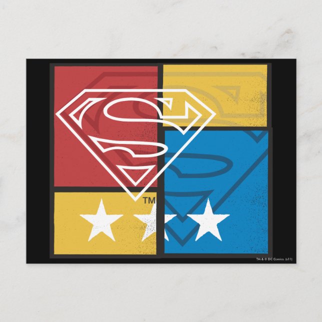 Postal Superman Shield con estrellas (Anverso)