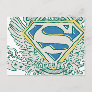Postal Superman Stylized   Logo Escudo esbozado