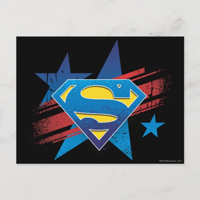 Postal Superman Stylized | Logotipo de estrellas y tiras (Anverso)