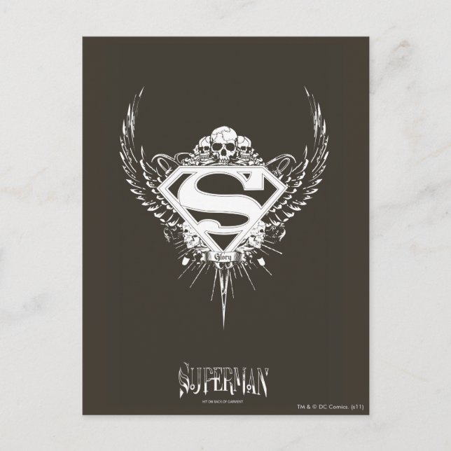 Postal Superman Stylized | Logotipo de fondo marrón oscur (Anverso)