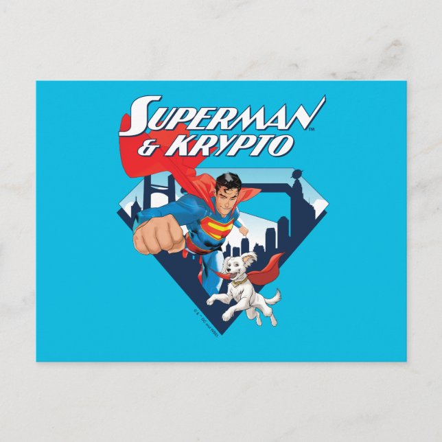 Postal Superman y Krypto alzan el vuelo (Anverso)