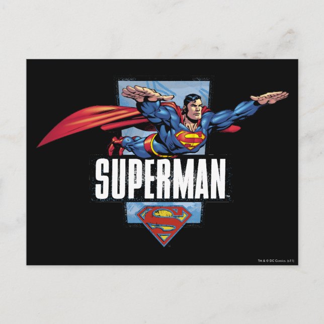 Postal Superman y logotipo bordeado (Anverso)