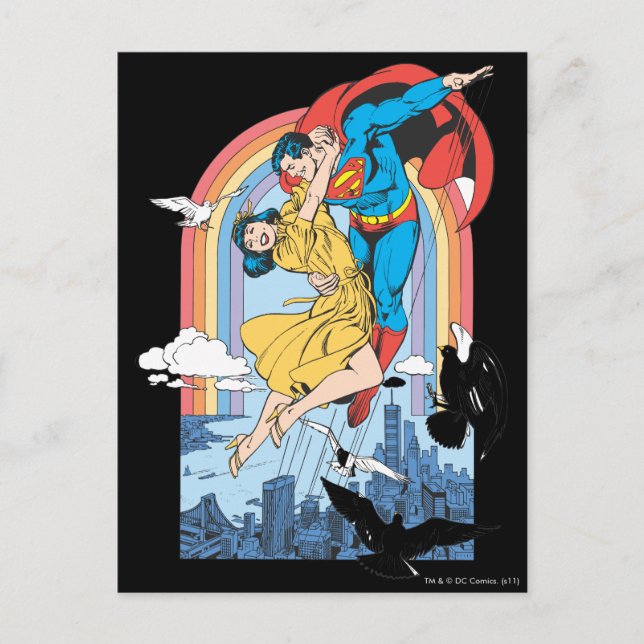 Postal Superman y Lois en amarillo (Anverso)