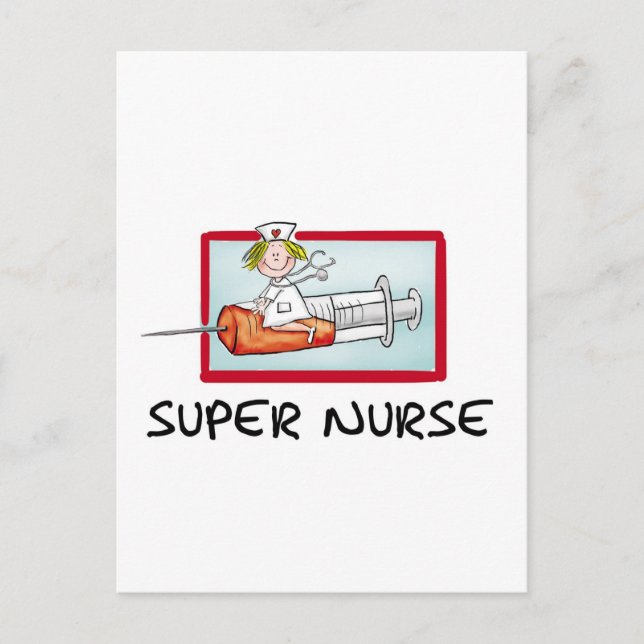 Postal supernurse - enfermera chistosa del dibujo animado (Anverso)