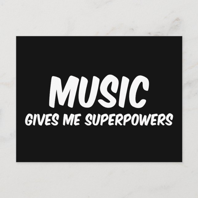 Postal Superpoderes de Música Músico Superhéroe Divertido (Anverso)