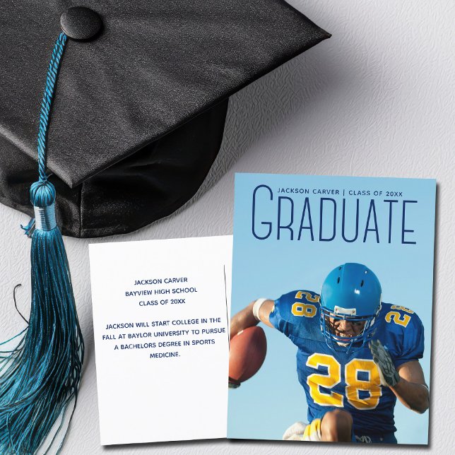 Postal Superposición de guión azul Foto de graduado Jugad (Subido por el creador)