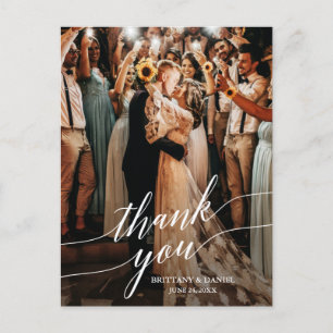 Postal Superposición de guión de foto de boda de caligraf