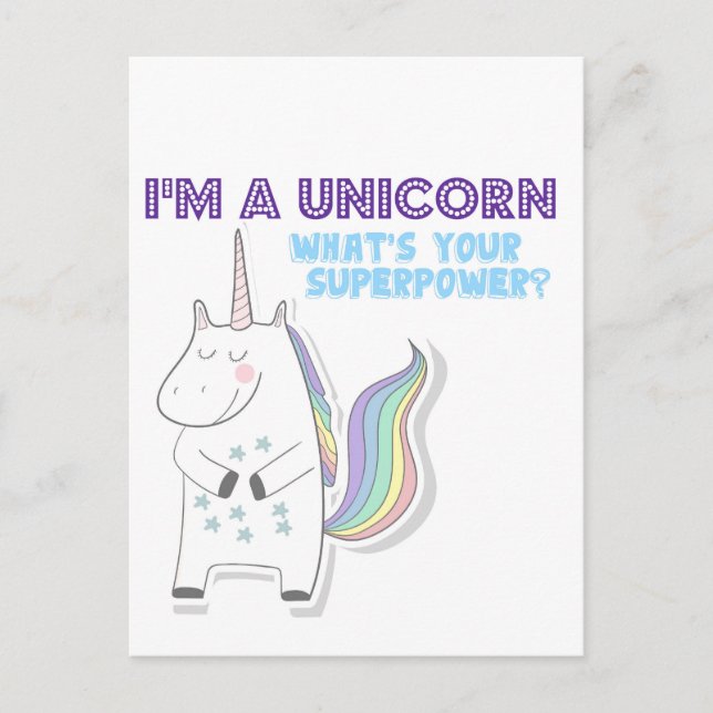Postal Superpotencia de Unicorn (Anverso)