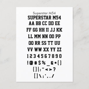Postal Superstar M54 - Hoja de ejemplo de tipos de letra 
