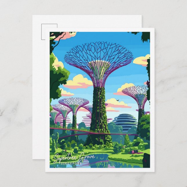 Postal Supertree Grove ilustracion de viajes de arte de S (Anverso / Reverso)