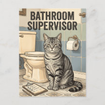 Supervisor de Baño Gato Divertido Humor de Inodoro