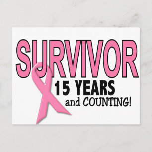 Postal SUPERVIVENCIA DE CÁNCER DE MAMA 15 Años Y Recuento