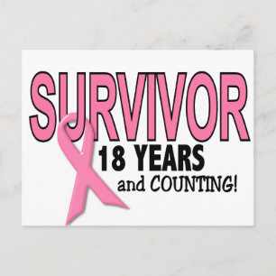 Postal SUPERVIVENCIA DE CÁNCER DE MAMA 18 Años Y Recuento
