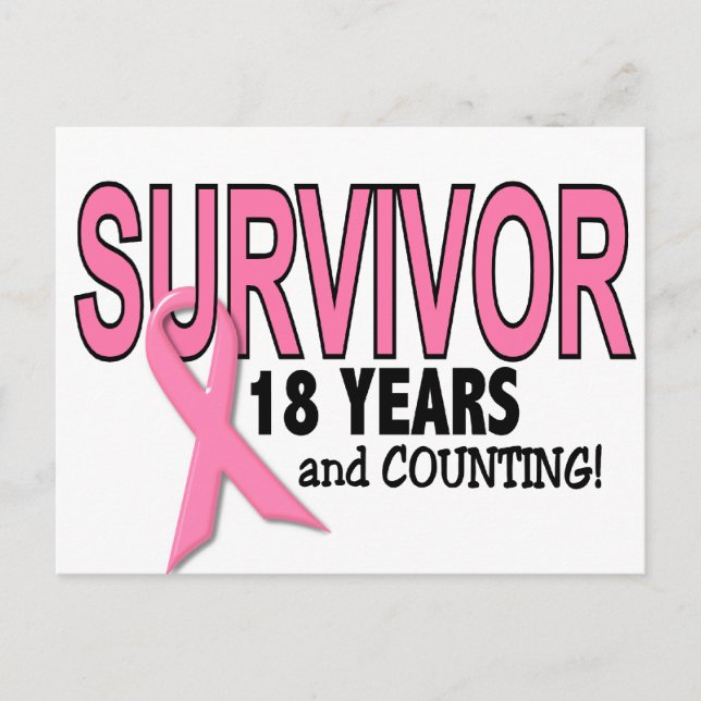 Postal SUPERVIVENCIA DE CÁNCER DE MAMA 18 Años Y Recuento (Anverso)