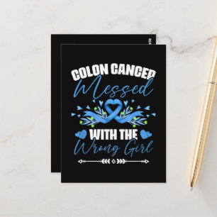 Postal Superviviente de cáncer de colon con cinta azul