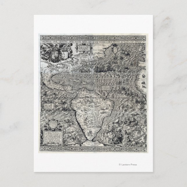 Postal Sur y parte de Norteamérica - Panorámico (Anverso)