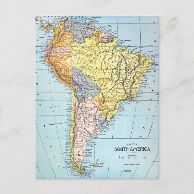 Postal SURAMÉRICA: MAPA, c1890 (Anverso)