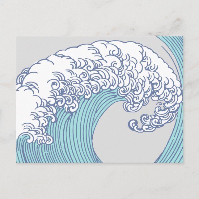 Postal Surf asiático japonés ondea arte oceánico (Anverso)