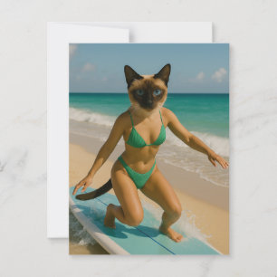 Postal Surf con temática para los amantes del gato siamés