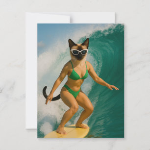 Postal Surf con temática para los amantes del gato siamés