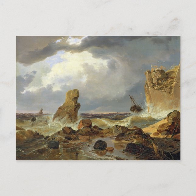 Postal Surf en una costa rocosa, 1835 (Anverso)