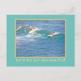 Postal ¡SURF Y SOL DIVERTIMOS UN POCO! / SURFERS Postcard